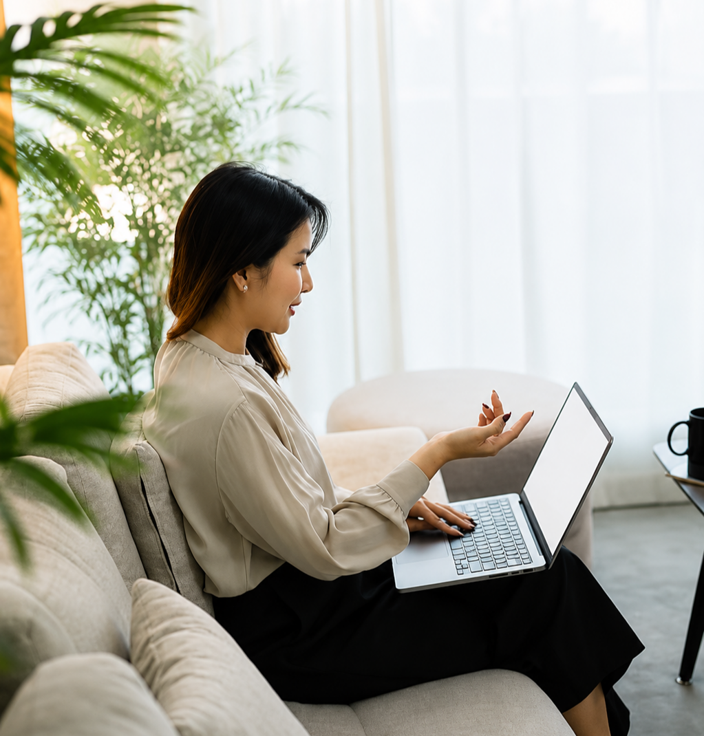 A client meeting with Legacy Law online from home